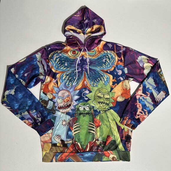 Rick & Morty 3D Hoodie Size M Graphic Cartoon Pullover All Over Print - Picture 3 of 10